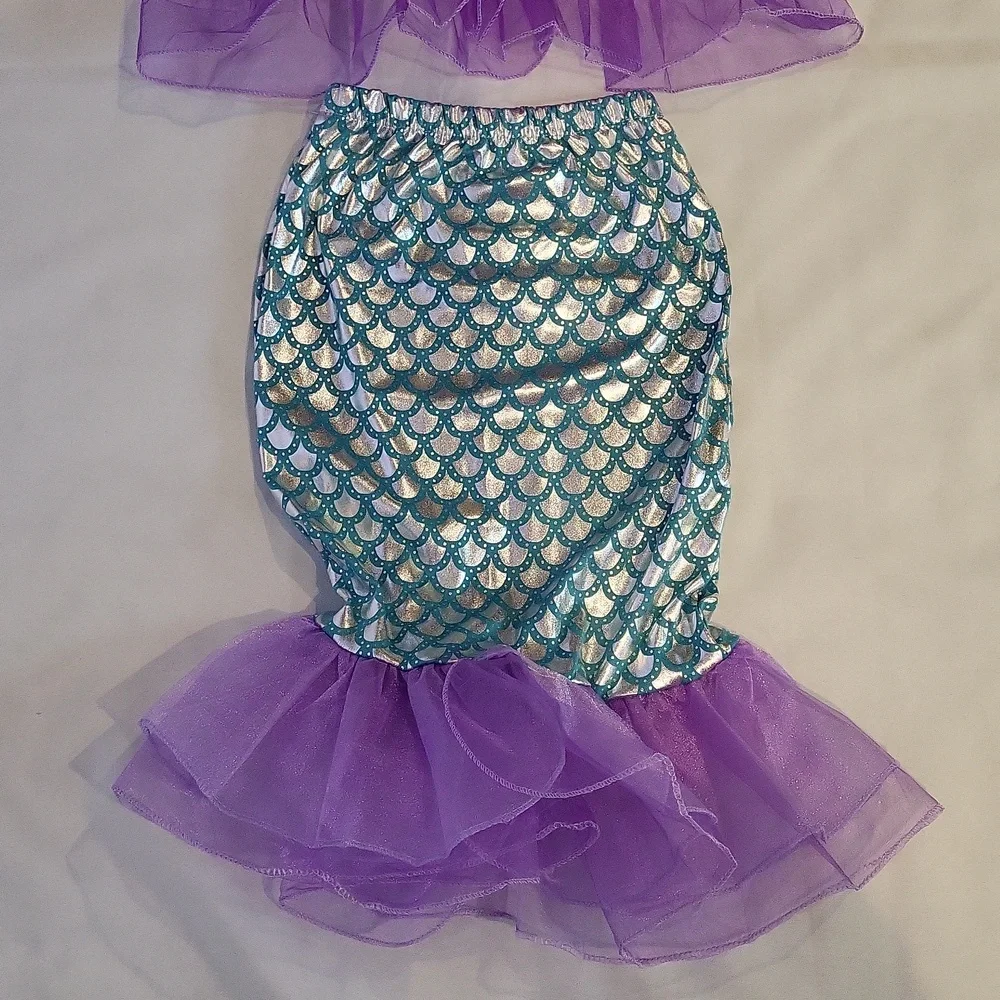Mermaid Halloween Costume Dress Up Girls M 4-6yrs Purple Teal